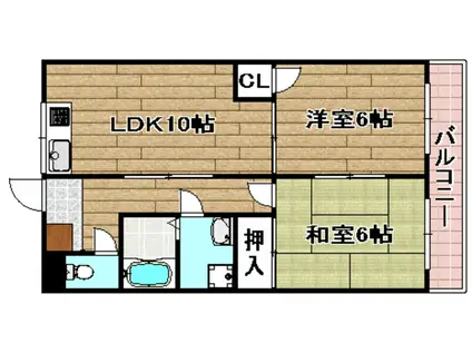 グリーンメモリアパートII(2LDK/2階)の間取り写真