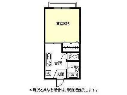 エディアス湯田 B(1K/1階)の間取り写真