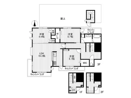 ヘーベルメゾン(3LDK/3階)の間取り写真