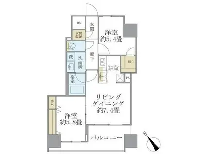 エミリブ東長崎(2LDK/10階)の間取り写真
