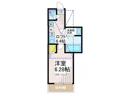 カスティーロつつじが丘(1K/1階)の間取り写真