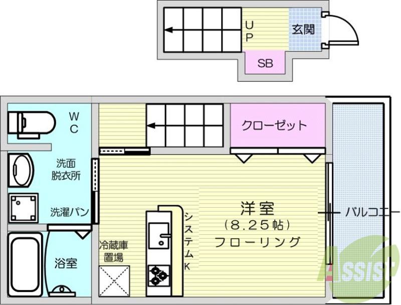 クロレ長町(ワンルーム/2階)の間取り写真