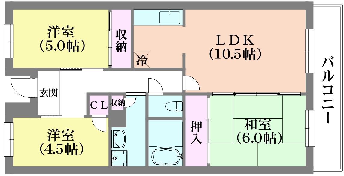 パークアベニュー南五葉(3LDK/3階)の間取り写真