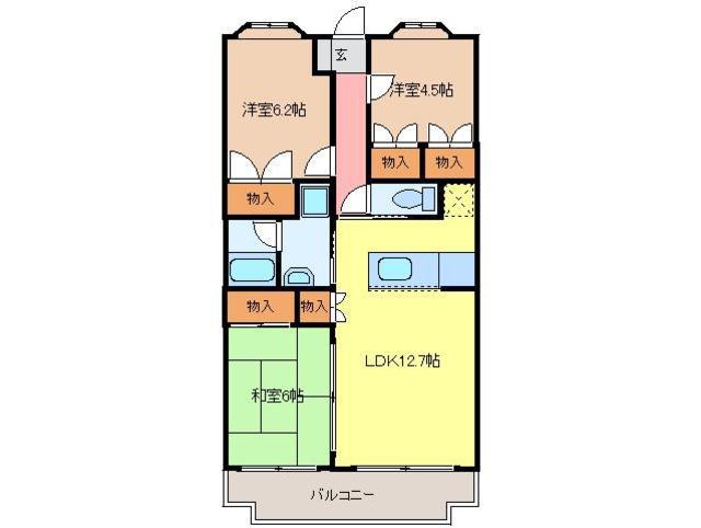 キャッスルベリー(3LDK/4階)の間取り写真