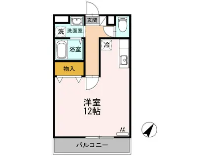 アバンウェル今井町I番館(ワンルーム/1階)の間取り写真