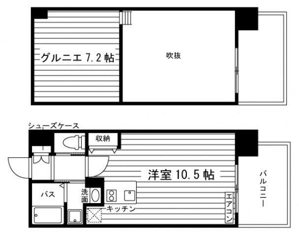 GRAND ETERNA岡山III(ワンルーム/14階)の間取り写真