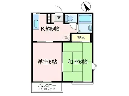 カーサマローネB(2K/2階)の間取り写真