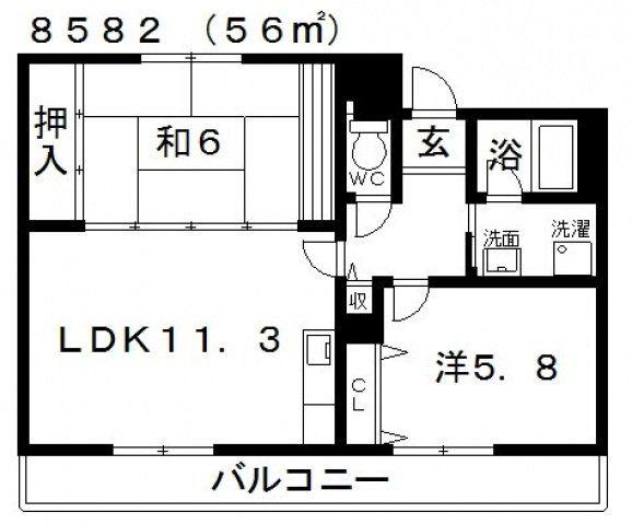 アルデール藤井寺(2LDK/3階)の間取り写真