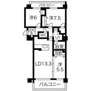 アルビオガーデン手稲駅前(3LDK/2階)の間取り写真