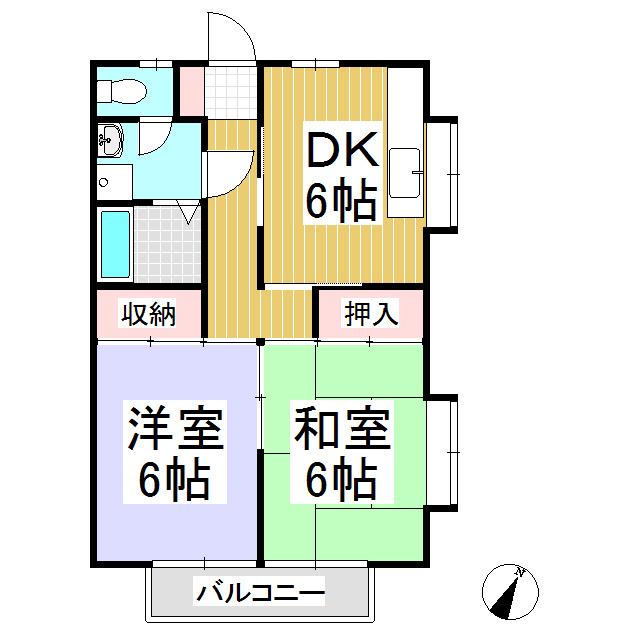 光コーポ(2DK/2階)の間取り写真