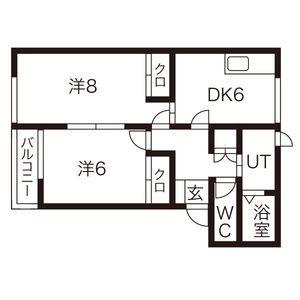 ブルーメンコールC(2DK/1階)の間取り写真