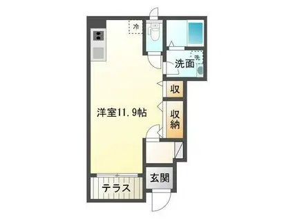 エウロパⅢ(1K/1階)の間取り写真