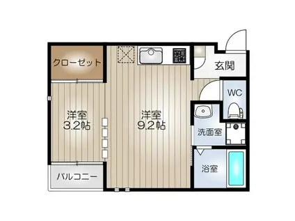 エステート西高蔵(1LDK/2階)の間取り写真