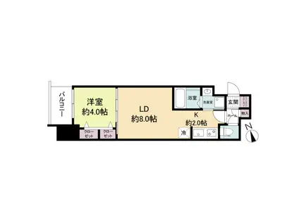 BPRレジデンス国泰寺(1LDK/9階)の間取り写真