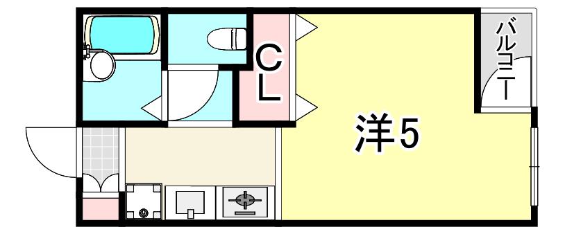 良友ハイツ(1K/3階)の間取り写真