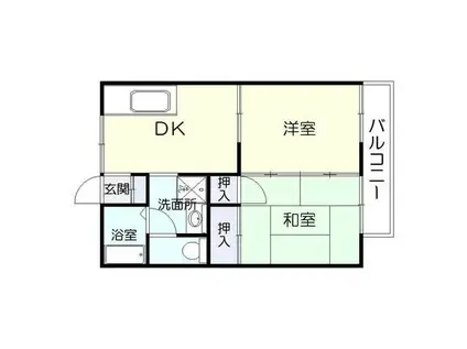 セジュールかんのかど B棟(2DK/2階)の間取り写真