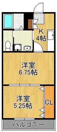 リファレンス大里原町(2K/2階)の間取り写真