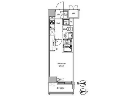 プラウドフラット仙川(1K/5階)の間取り写真