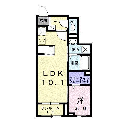 カーサ グラシオッソ 祇園 B(1LDK/1階)の間取り写真