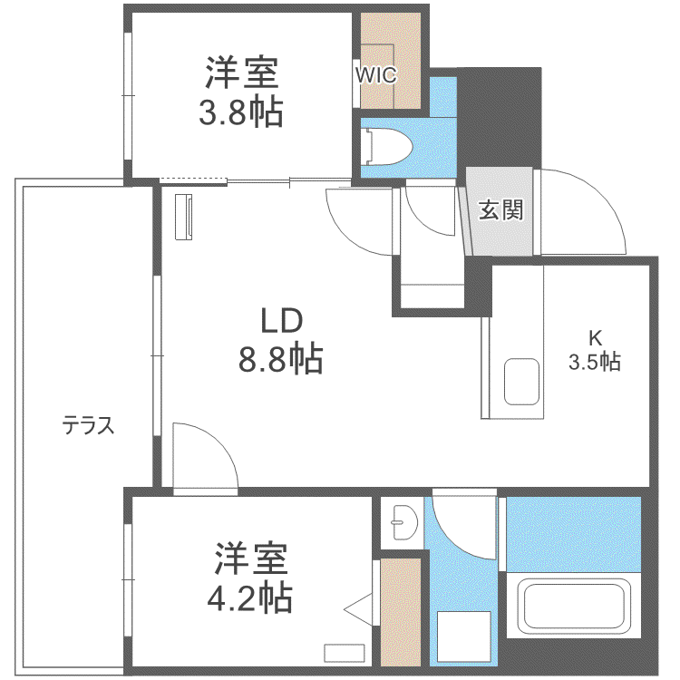 BALBONI山鼻(2LDK/1階)の間取り写真