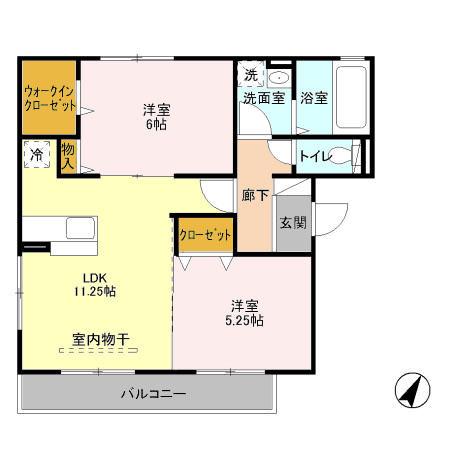 シーガルII(2LDK/3階)の間取り写真