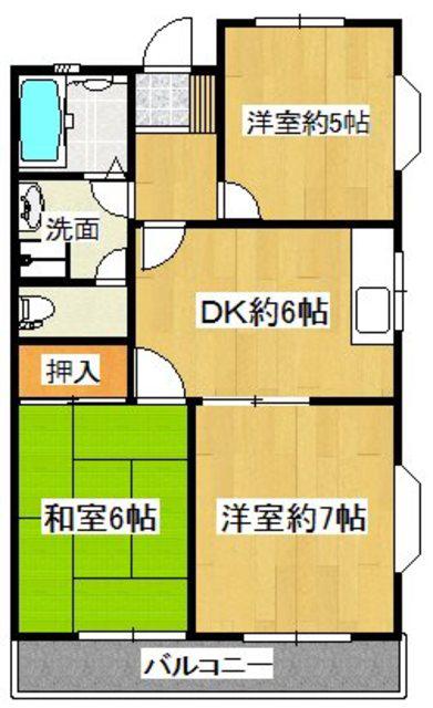 エスタシオン(3DK/1階)の間取り写真