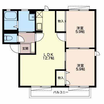 フィールドタウン C(2LDK/2階)の間取り写真