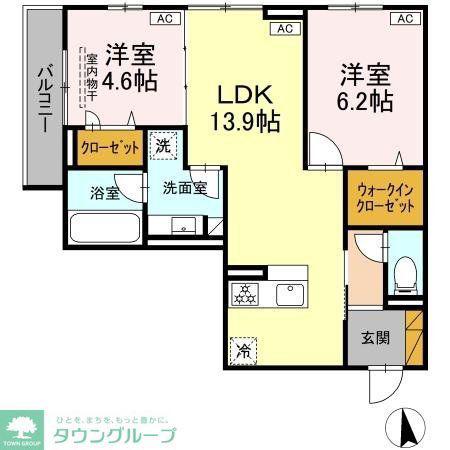 ラ・ペッシュ(2LDK/3階)の間取り写真