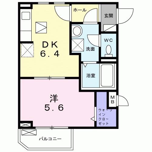 フォーチュンパークIII(1DK/1階)の間取り写真