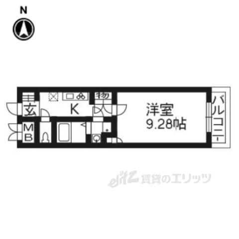 アビターレ油小路(1K/1階)の間取り写真