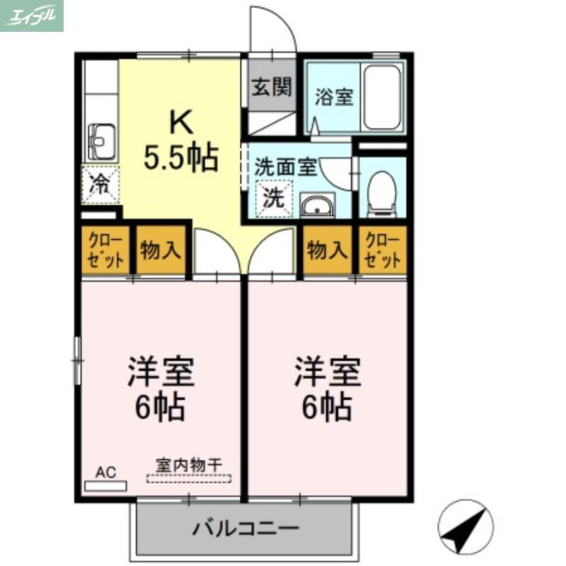 セジュール大松(2K/2階)の間取り写真
