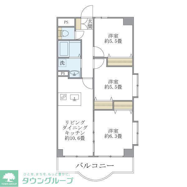 西船橋スクエアガーデン(3LDK/10階)の間取り写真
