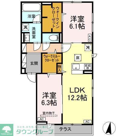 CRASPEDIA(2LDK/1階)の間取り写真