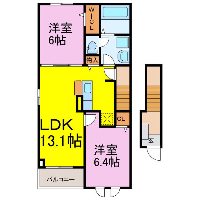 グレイス I(2LDK/2階)の間取り写真