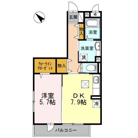 大黒屋ハイツ三番館(1DK/1階)の間取り写真