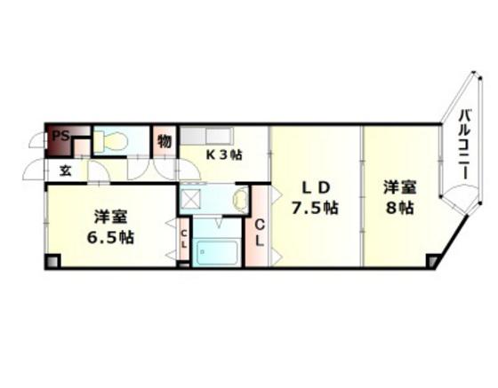 イルサローネ(2LDK/3階)の間取り写真
