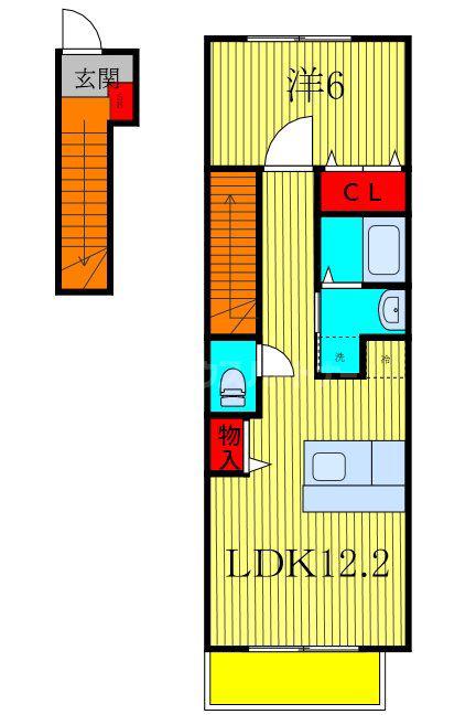 ポチハウス(1LDK/2階)の間取り写真