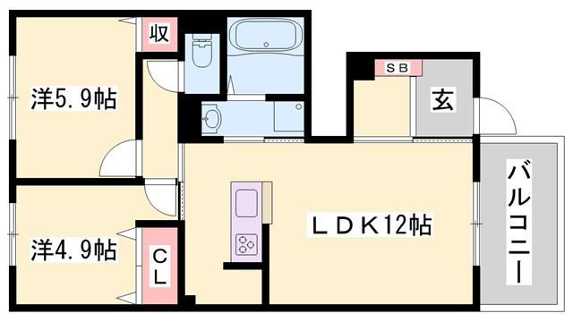 アレグリア(2LDK/1階)の間取り写真
