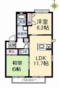 シャーメゾンシャルマン(2LDK/1階)の間取り写真