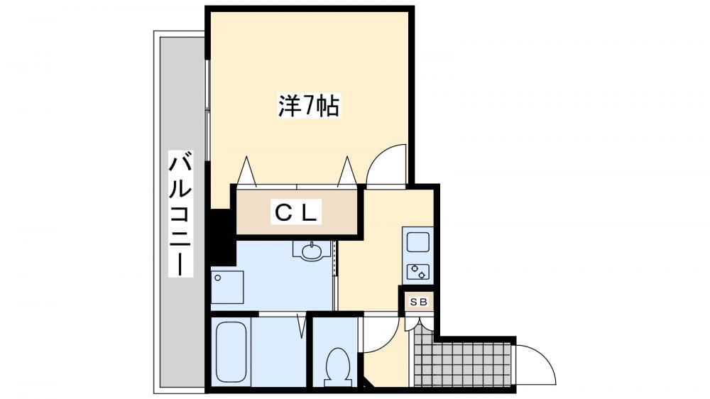 グレンフォレスト到津(1K/6階)の間取り写真