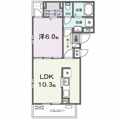 VILLA PURUMIE(1LDK/3階)の間取り写真