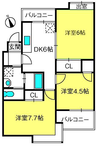 ファーストメゾン入間(3DK/3階)の間取り写真