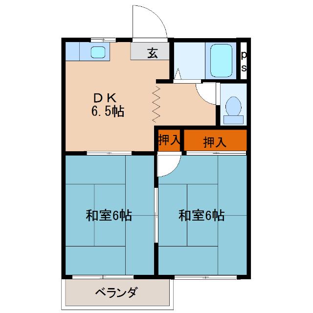 メゾンドサルビア(2DK/1階)の間取り写真