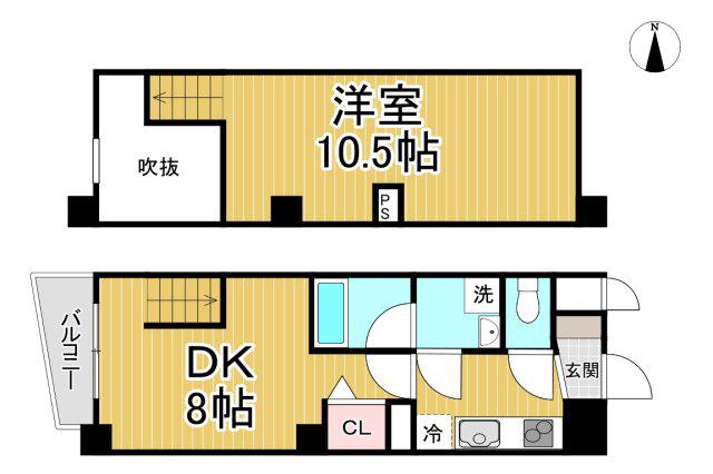 ヴィレッタEBISU東(1DK/9階)の間取り写真