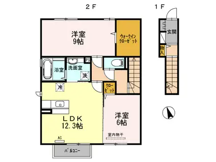 アヴァンドゥースB(2LDK/2階)の間取り写真