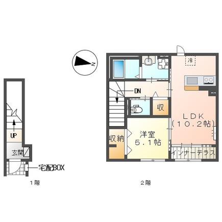 リファインド レジデンス(1LDK/2階)の間取り写真