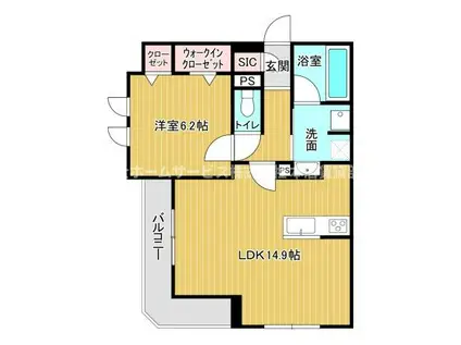 クラシスト東粉浜ウエスト(1LDK/2階)の間取り写真