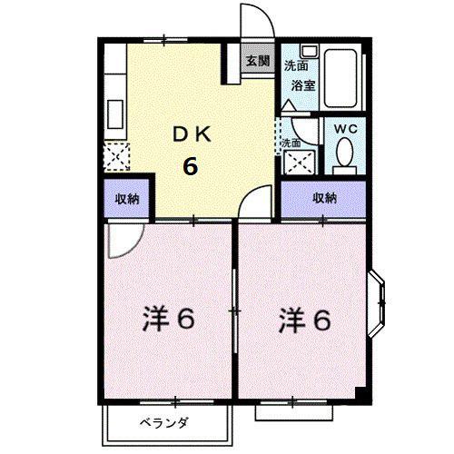 エルディムグリーン(2DK/2階)の間取り写真