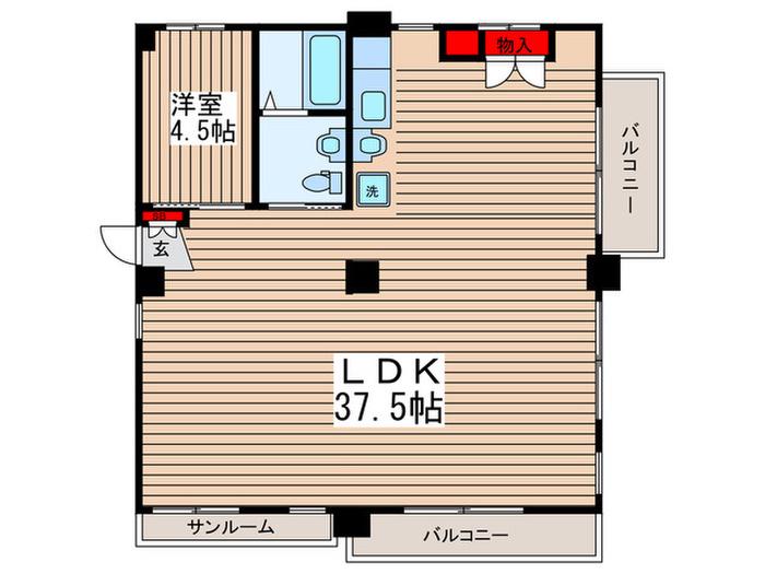 B-フラット(1LDK/1階)の間取り写真