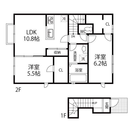 エクセレントYU(2LDK/2階)の間取り写真